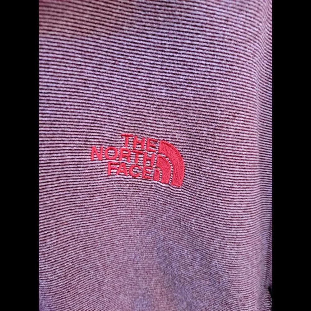 The‎ North Face Red White Striped 1/4 Zip Long Sleeve Shirt Size L